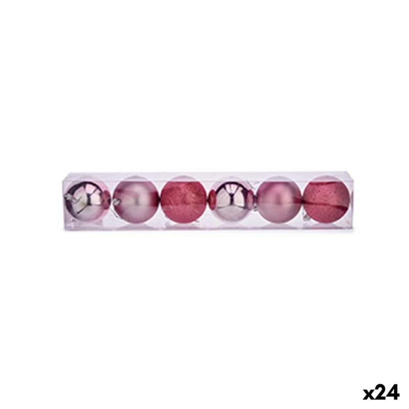 Set of Christmas balls Pink Plastic Ø 8 cm (24 Units)