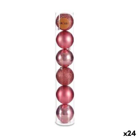 Set di palline di Natale Rosa Plastica 8 x 9 x 8 cm (24 Unità)