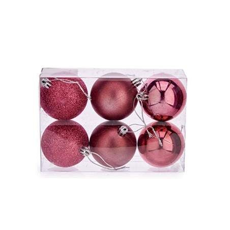 Set di palline di Natale Rosa PVC Ø 8 cm (24 Unità)