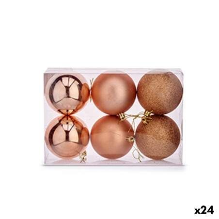 Set di palline di Natale Rame Plastica 8 x 9 x 8 cm (24 Unità)