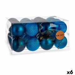 Set di palline di Natale Azzurro Plastica Ø 8 cm (6 Unità)