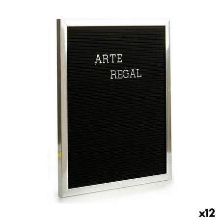 Quadro Argentato Nero Pannello 144 Lettere (2,5 x 50,5 x 40,5 cm) (12 Unità)