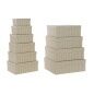 Set of Stackable Organising Boxes DKD Home Decor White Squared Cardboard Mustard (43,5 x 33,5 x 15,5 cm)