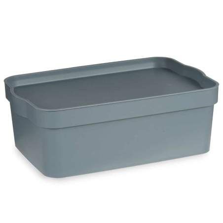 Scatola portaoggetti con coperchio Grigio Plastica 6 L (21,5 x 11 x 32 cm) (12 Unità)