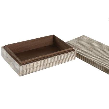 Scatola-Portagioie DKD Home Decor 20,5 x 13 x 5,5 cm Crema Osso Resina