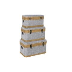 Set di Bauli DKD Home Decor 60 x 36 x 34 cm Naturale Grigio Legno