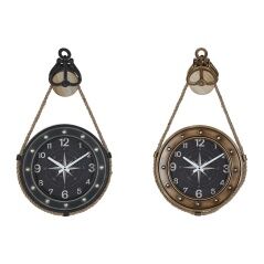 Orologio da Parete DKD Home Decor 43 x 8 x 71 cm Cristallo Nero Dorato Ferro (2 Unità)