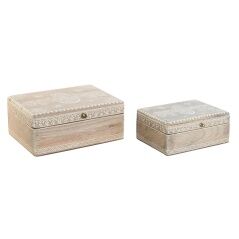 Jewelry box DKD Home Decor 25,5 x 20 x 10,5 cm Natural Mango wood (2 Units)