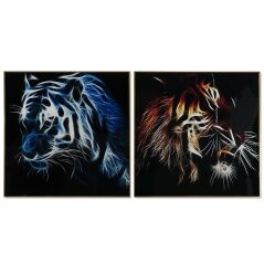 Quadro DKD Home Decor Tigre 80 x 3 x 80 cm Moderno (2 Unità)