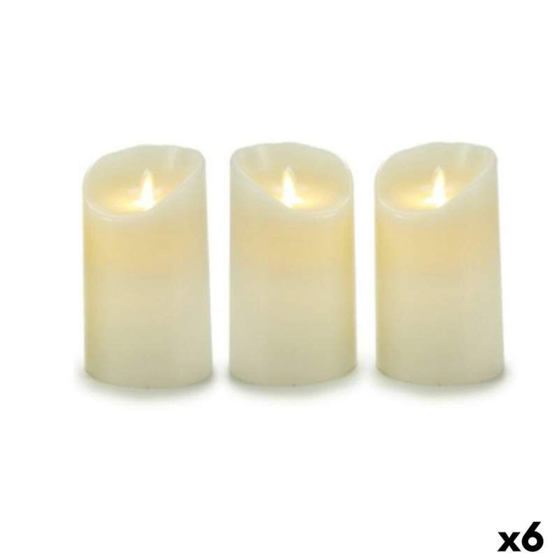 Set di Candele Oscillazione LED Crema 8 x 13 x 8 cm (6 Unità)