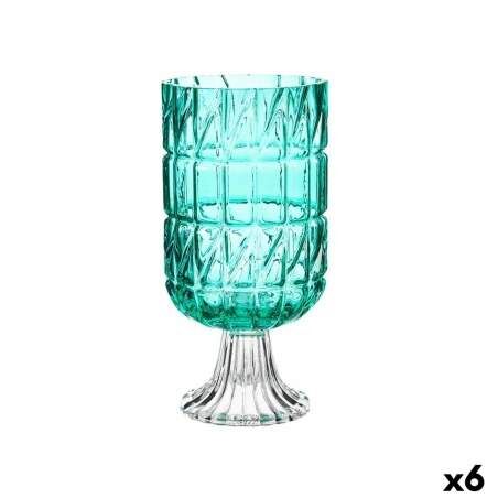 Vaso Intaglio Turchese Cristallo 13 x 26,5 x 13 cm (6 Unità)