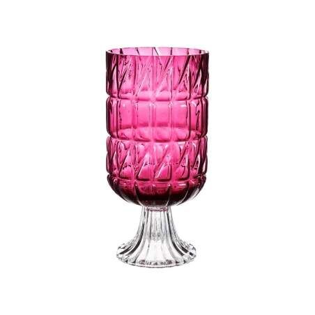 Vase Engraving Dark pink Crystal 13 x 26,5 x 13 cm (6 Units)