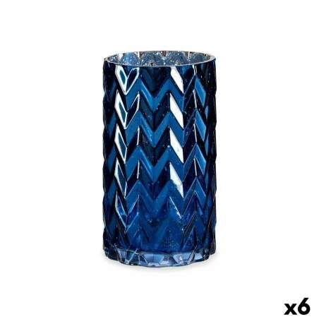 Vaso Intaglio Spiga Azzurro Cristallo 11,3 x 19,5 x 11,3 cm (6 Unità)