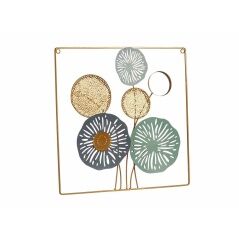 Wall Decoration Multicolour Flowers Mirror Metal Crystal 45 x 45 x 2 cm (4 Units)