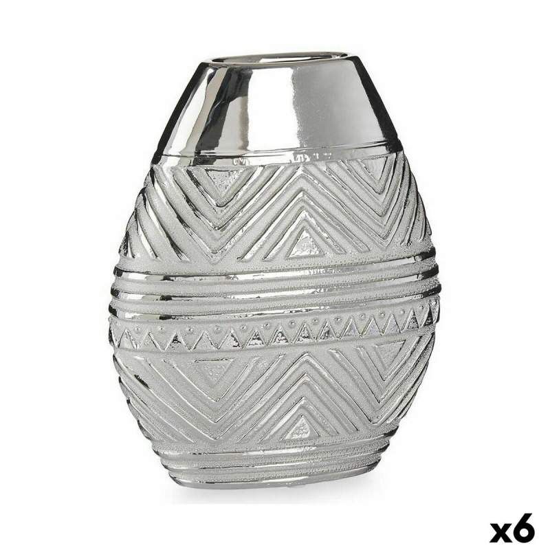 Vaso Larghezza Argentato Ceramica 9,8 x 26,5 x 22 cm (6 Unità)