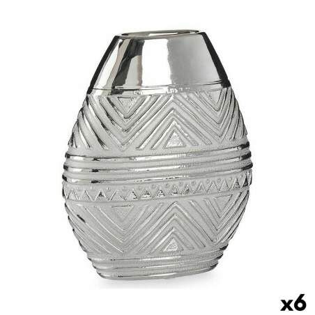 Vase Width Silver Ceramic 9,8 x 26,5 x 22 cm (6 Units)