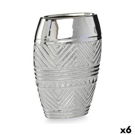 Vaso Larghezza Argentato Ceramica 9,5 x 26,5 x 19,5 cm (6 Unità)