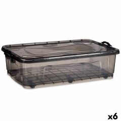 Scatola con Ruote per Organizzare Antracite Plastica 40 L 46,5 x 20 x 72,5 cm (6 Unità)