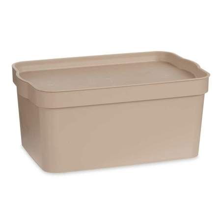 Scatola portaoggetti con coperchio Beige Plastica 7,5 L 21,5 x 14,5 x 32 cm (12 Unità)