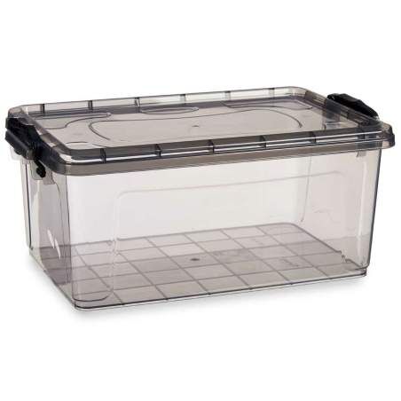 Storage Box with Lid Anthracite Plastic 13,7 L 27,5 x 18 x 42,5 cm (12 Units)