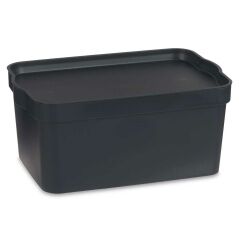 Scatola portaoggetti con coperchio Antracite Plastica 7,5 L 21 x 14,2 x 32 cm (12 Unità)