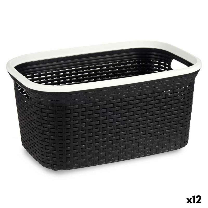 Cesto per i Panni Bianco Nero Plastica 36 L 36 x 25,5 x 53 cm (12 Unità)