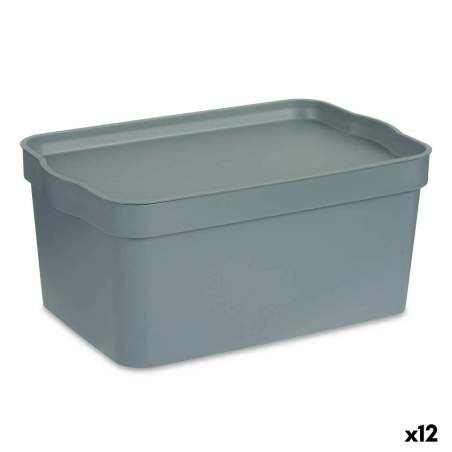 Scatola portaoggetti con coperchio Grigio Plastica 7,5 L 21 x 14,2 x 32 cm (12 Unità)