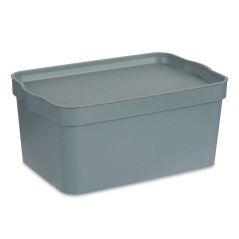 Scatola portaoggetti con coperchio Grigio Plastica 7,5 L 21 x 14,2 x 32 cm (12 Unità)