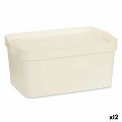 Storage Box with Lid Cream Plastic 7,5 L 21,5 x 14,5 x 32 cm (12 Units)