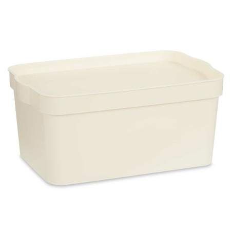 Scatola portaoggetti con coperchio Crema Plastica 7,5 L 21,5 x 14,5 x 32 cm (12 Unità)