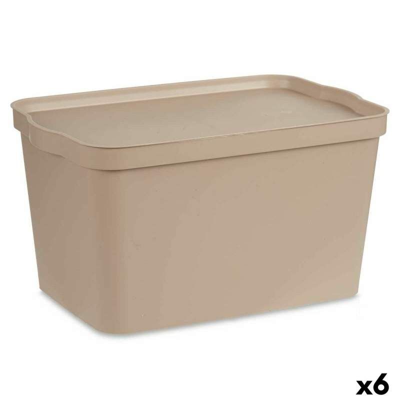 Storage Box with Lid Beige Plastic 24 L 29,3 x 24,5 x 45 cm (6 Units)