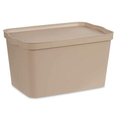 Scatola portaoggetti con coperchio Beige Plastica 24 L 29,3 x 24,5 x 45 cm (6 Unità)