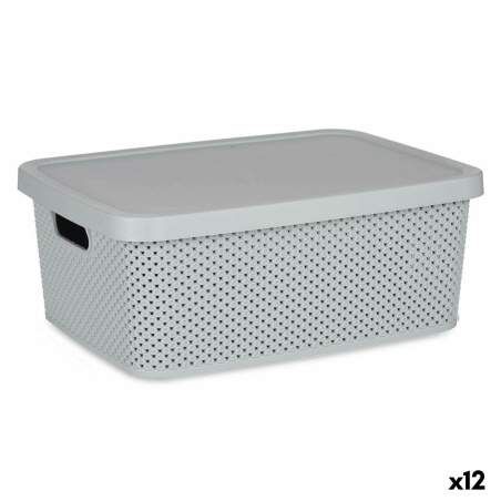 Storage Box with Lid Grey Plastic 13 L 28 x 15 x 39 cm (12 Units)