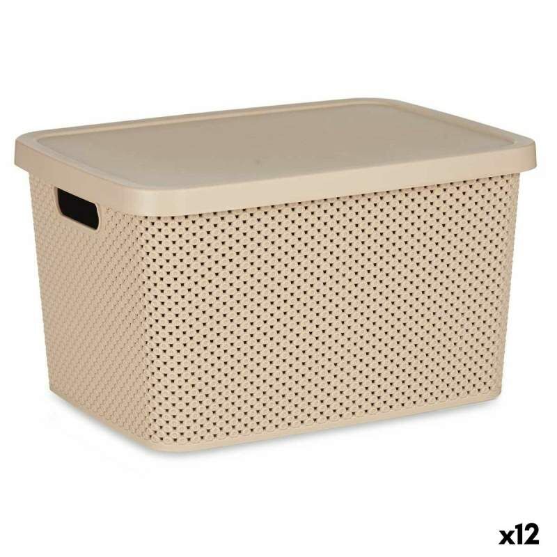 Storage Box with Lid Beige Plastic 19 L 28 x 22 x 39 cm (12 Units)