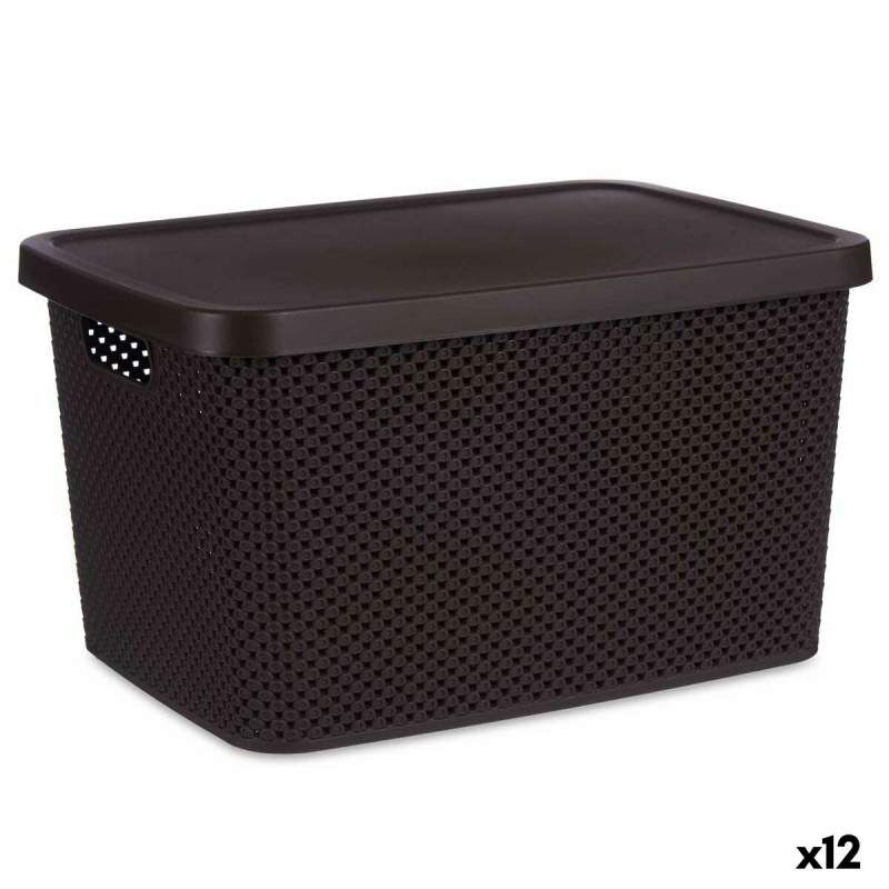 Scatola portaoggetti con coperchio Marrone Plastica 19 L 28 x 22 x 39 cm (12 Unità)