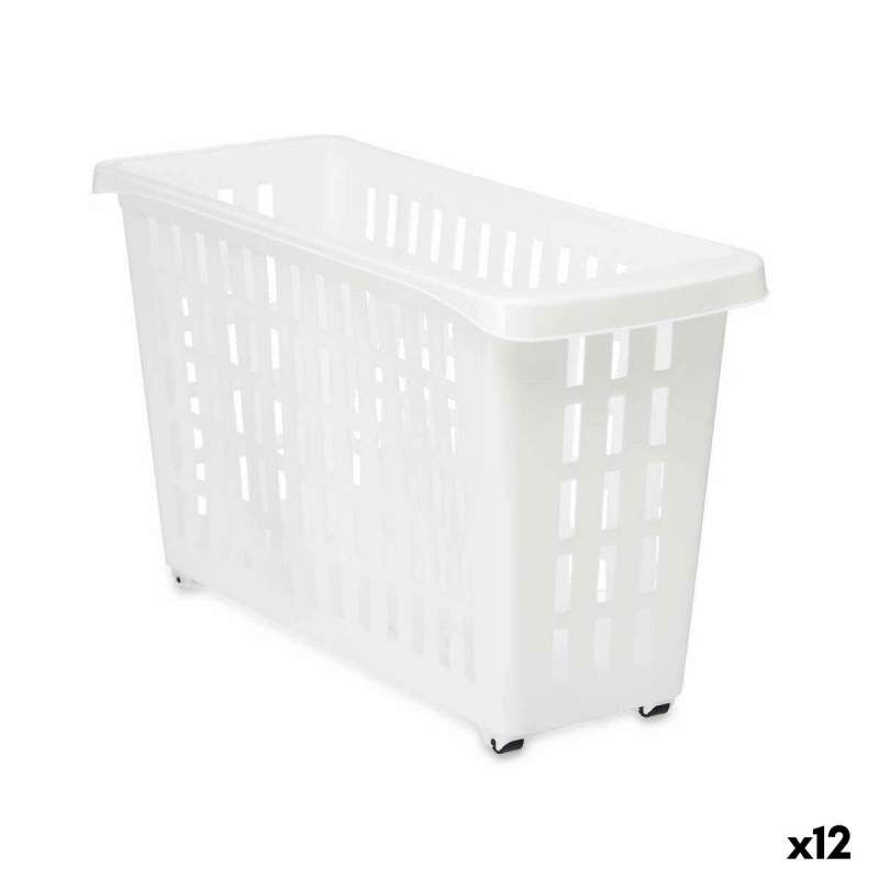 Multi-purpose basket With wheels White Plastic 17,5 x 26 x 46 cm (12 Units)