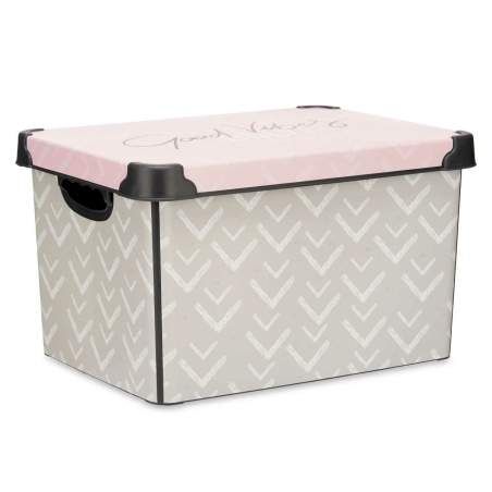 Scatola portaoggetti con coperchio Vibes Frecce 22 L Rosa Plastica 30 x 23,5 x 40 cm (12 Unità)