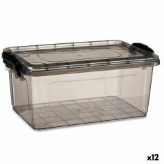 Scatola portaoggetti con coperchio Antracite Plastica 8,5 L 24 x 16 x 37 cm (12 Unità)