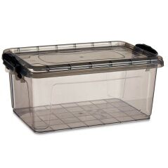 Storage Box with Lid Anthracite Plastic 8,5 L 24 x 16 x 37 cm (12 Units)