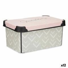 Scatola portaoggetti con coperchio Vibes Frecce Rosa Plastica 5 L 19 x 13,5 x 29,5 cm (12 Unità)