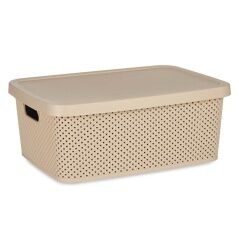 Scatola portaoggetti con coperchio Beige Plastica 13 L 28 x 15 x 39 cm (12 Unità)