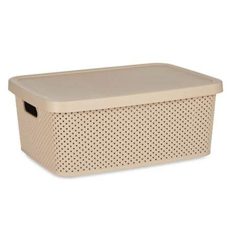 Storage Box with Lid Beige Plastic 13 L 28 x 15 x 39 cm (12 Units)