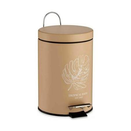 Pedal bin Tropical Bath White Beige Steel Plastic 3 L (6 Units)