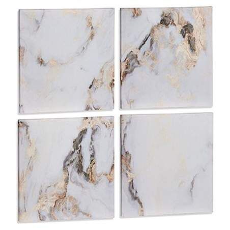 Set of 4 pictures Canvas Marble White 35 x 7 x 35 cm (6 Units)