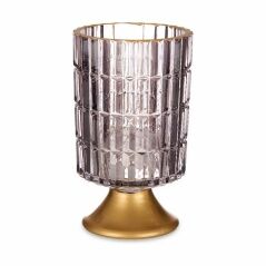 LED Lantern Grey Golden Glass 10,7 x 18 x 10,7 cm (6 Units)