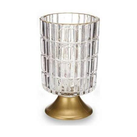 LED Lantern Transparent Golden Glass 10,7 x 18 x 10,7 cm (6 Units)