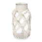 Vaso Bianco Stoffa Vetro 9 x 17 x 9 cm (12 Unità) Macramé