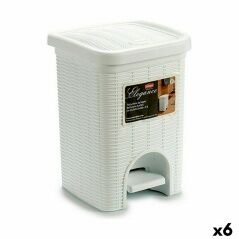 Pedal bin Stefanplast Elegance White Black Plastic 6 L (6 Units)