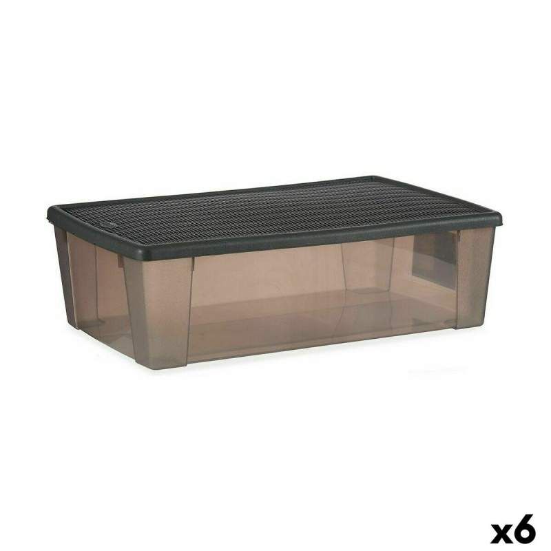 Storage Box with Lid Stefanplast Elegance Grey Plastic 30 L 38,5 x 17 x 59,5 cm (6 Units)