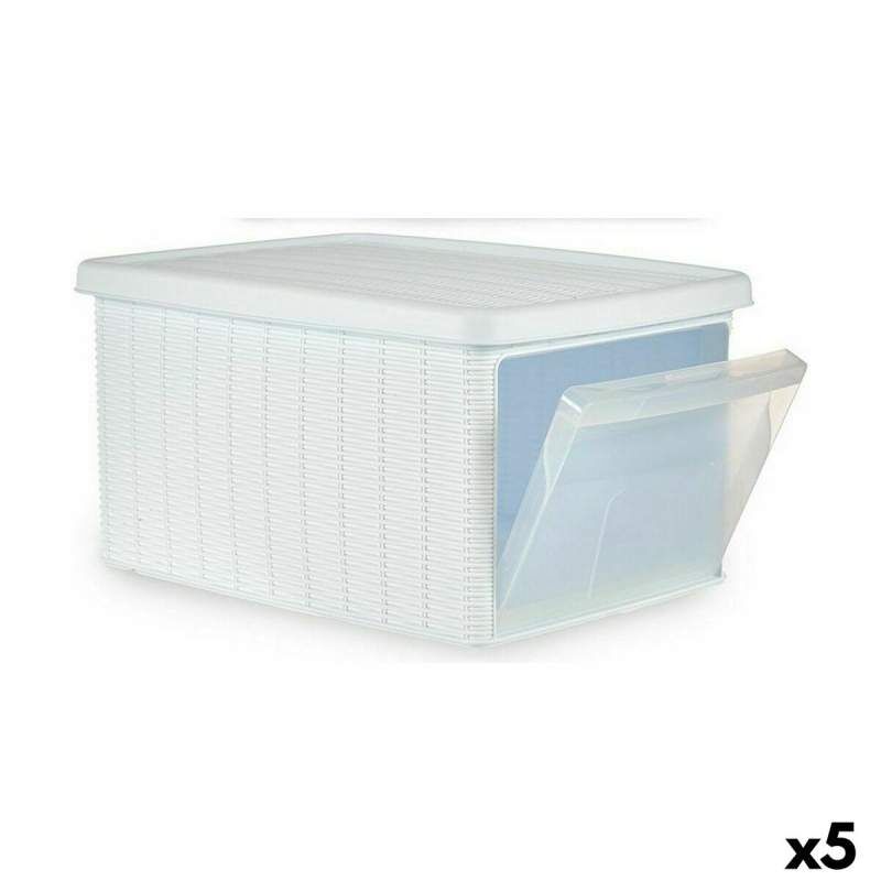 Storage Box with Lid Stefanplast Elegance Side White Plastic 29 x 21 x 39 cm (5 Units)